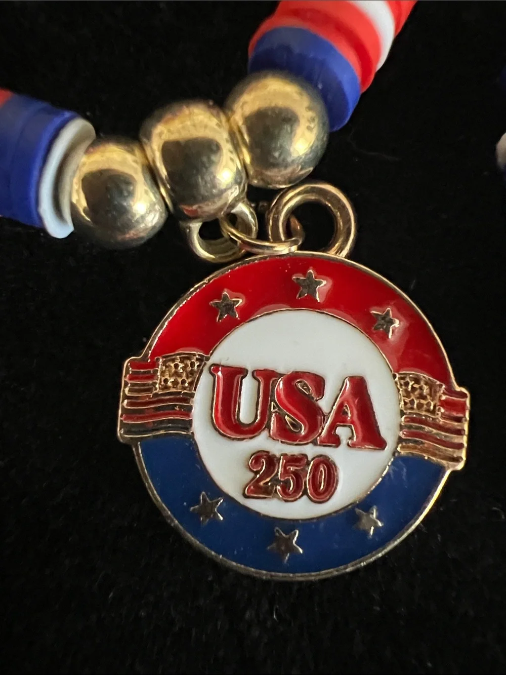 Patriotic Kids Bracelet Set - Red White & Blue USA 250 Charms